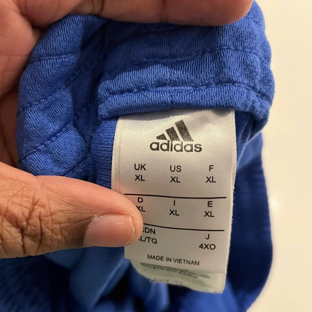 Adidas Men’s XL Gym Training Shorts Royal Blue Black Striped Workout‎ Shorts